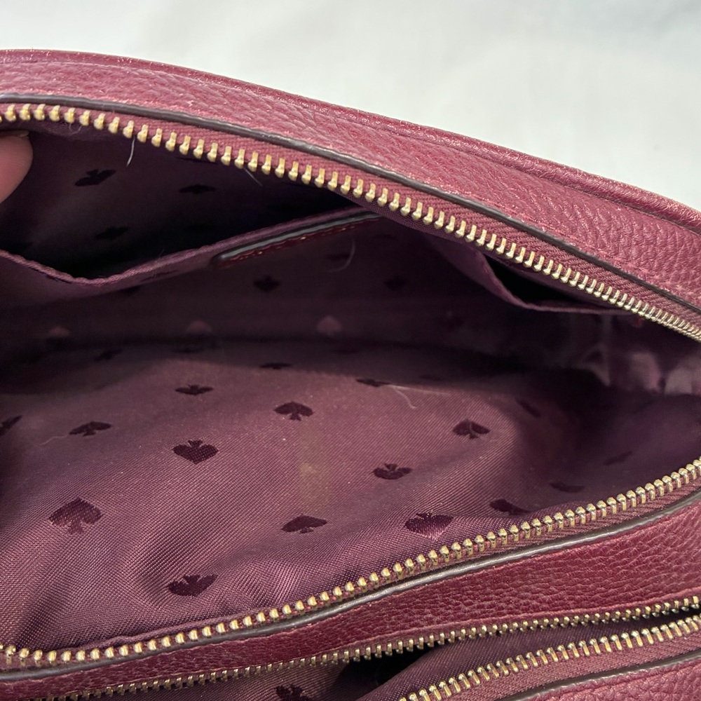 Kate Spade Mulberry Street Pyper Camera Bag Crossbody Burgundy Leather - Picture 13 of 14